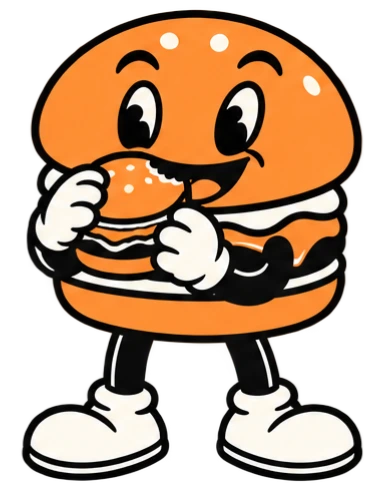 Das Prime-Patty-Maskottchen beißt in einen Burger