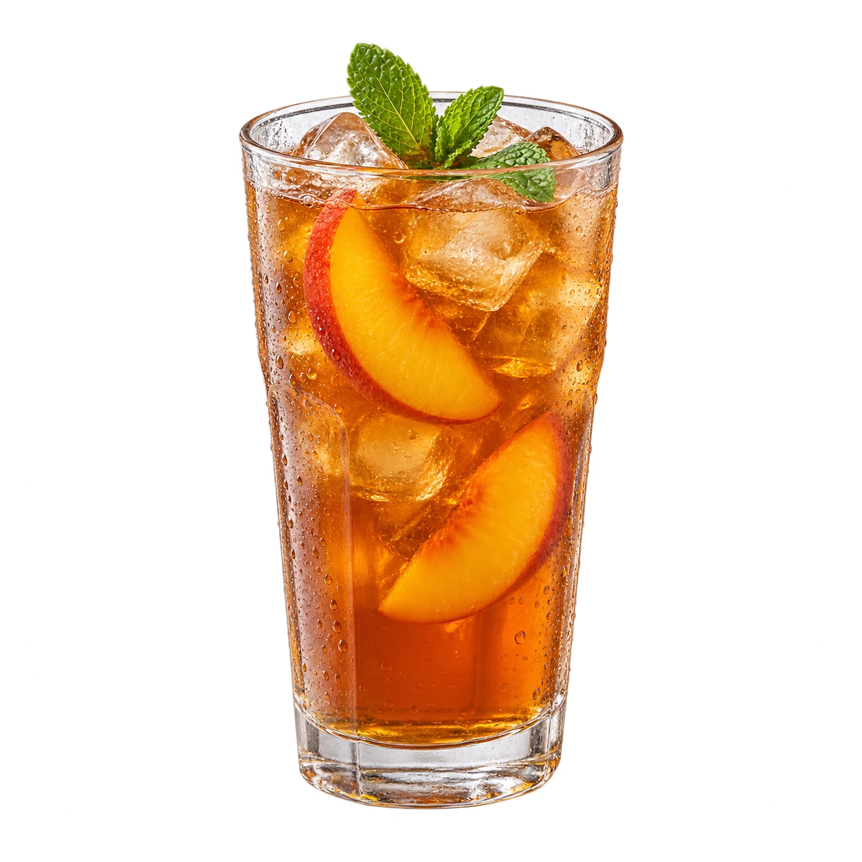 Peach Please: Pfirsich-Eistee mit Eis und Minze